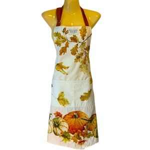 Williams Sonoma Heirloom Pumpkin Full Apron Kitchen Fall Cotton Cream Orange OS